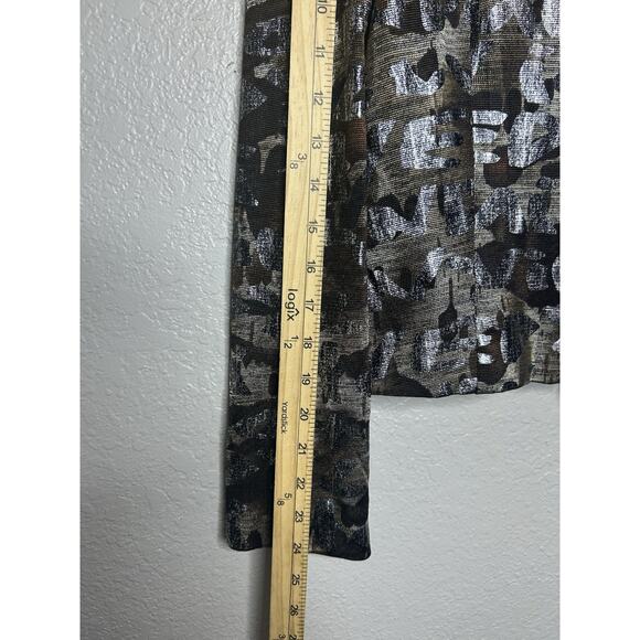 Joseph Ribkoff Jacket Top Zip Up Brown Silver Metallic Long Sleeve Size 10 - Picture 8 of 9